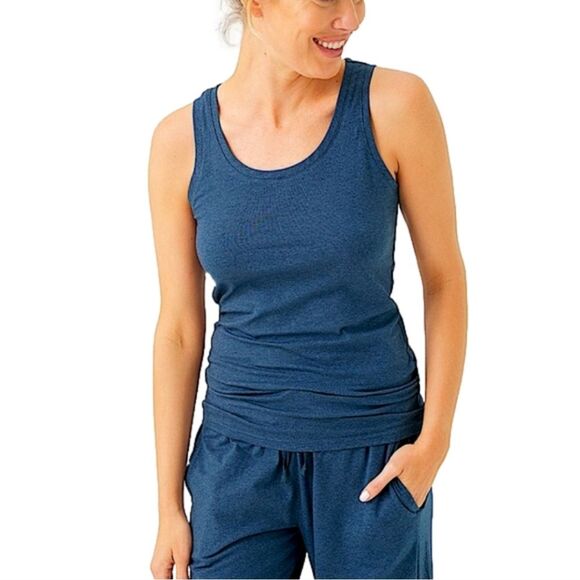 Pact Tops - 🎈Pact Cool Stretch Fitted French Navy Blue Heather Tank Top